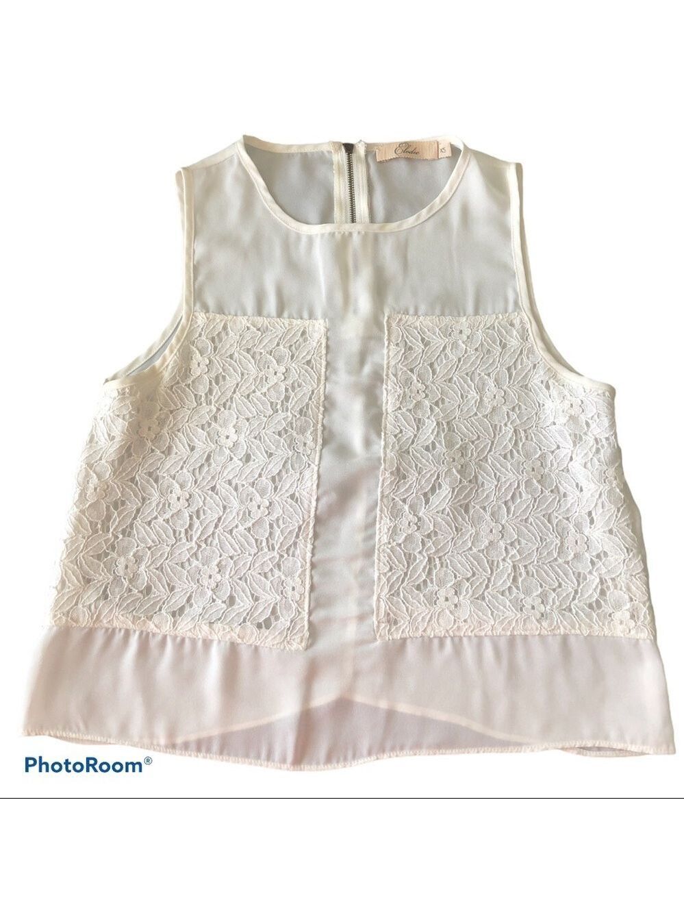 $5 SALE Elodie Ivory Lace Inset Tank Top Size XS